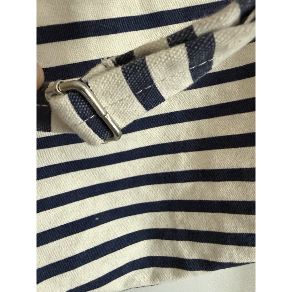 BAGGU Sailor Stripe Canvas Duck Tote Bag Navy Ivory/White - Picture 10 of 14